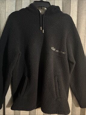 Nike Black Sherpa Hoodie with Embroidered Logo